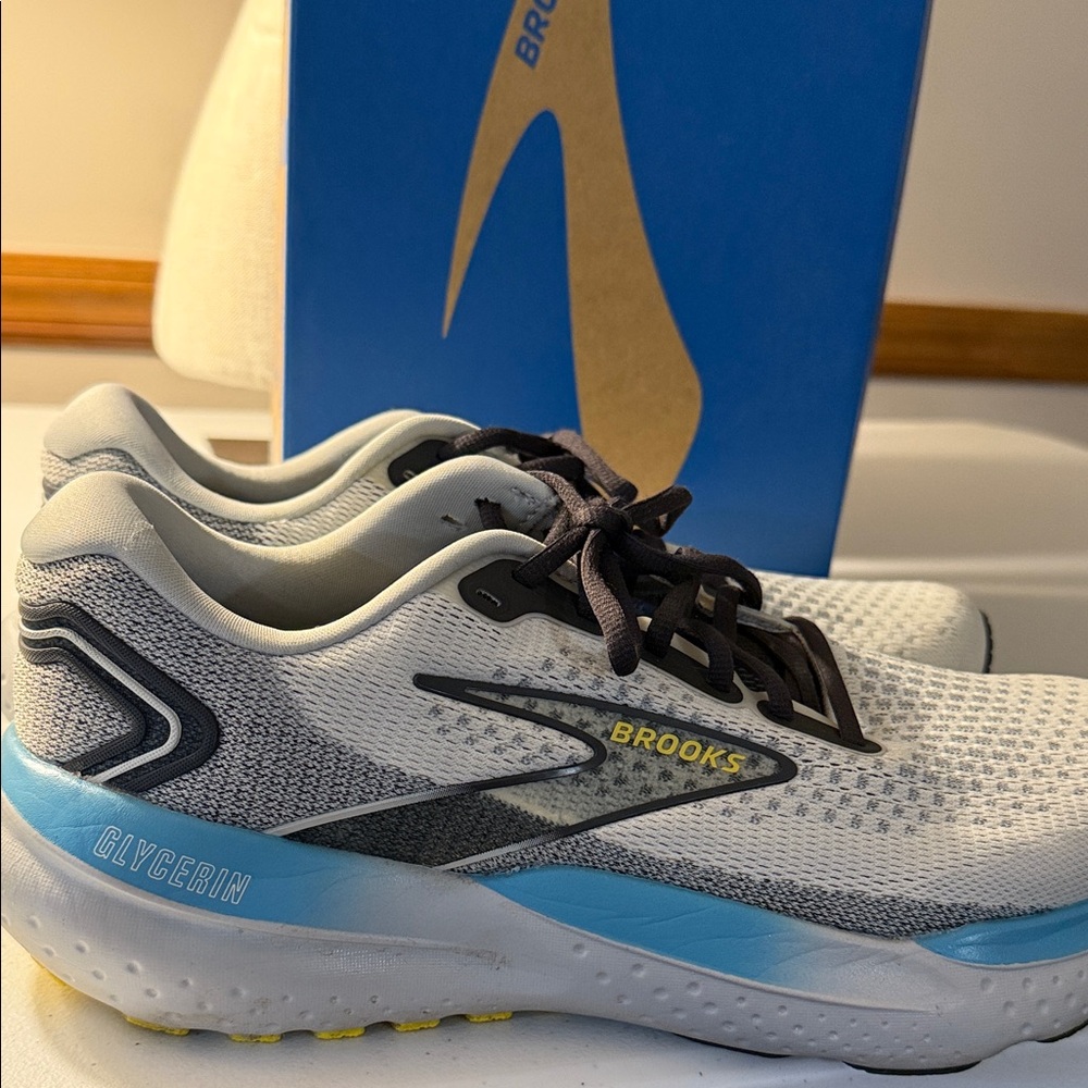 Brooks Glycerin 21 Men's Running Shoes - Gray and Blue - Picture 3 of 5